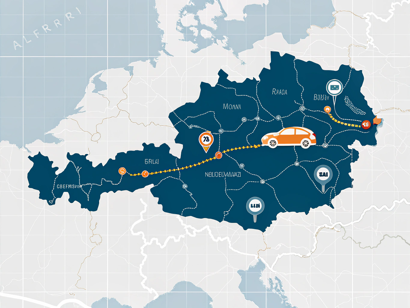 Österreichisches Autobahnsystem und Vignetten